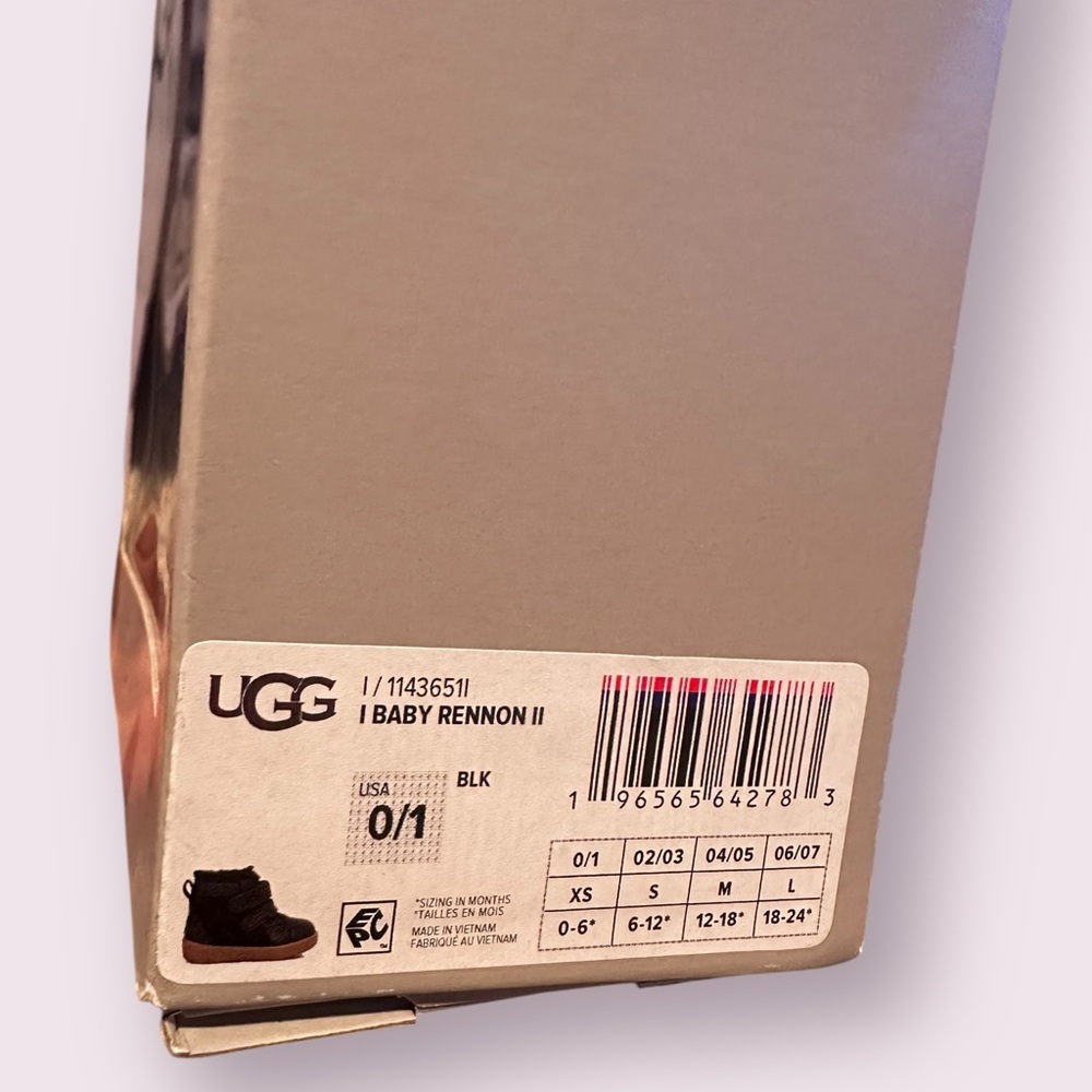 New In Box UGG Black Baby Rennon II Booties with Buckle Detail Size 0/1 - Picture 4 of 13